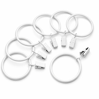 Anneaux de rideau en métal blanc avec pinces à ressort pour rideaux de douche, tringles à rideaux, fenêtres de salle de bain, accessoires et décorations pour la maison