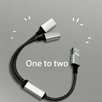 Câble répartiteur USB 2.0 en Y neuf avec sortie CC, adaptateur d'extension en alliage d'aluminium pour ordinateur portable, téléphone portable, clavier/souris, hub OTG, clé USB