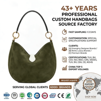 Tas Selempang Kulit Suede Hijau Hutan Mewah Elegan Trendi Boho Musim Gugur Kasual Harian Chic Wanita Dompet Tas Tangan OEM Kustom