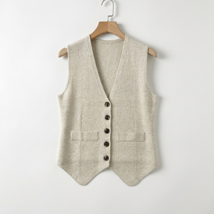 <span class=keywords><strong>Chaleco</strong></span> Casual sin Mangas <span class=keywords><strong>con</strong></span> Cuello en V y Botones Delanteros <span class=keywords><strong>para</strong></span> Mujer, Estilo Vintage, Corte Entallado, Color Sólido - Product Image 6