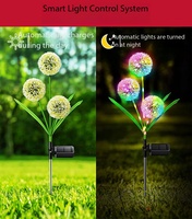 Lampu Taman Tenaga Surya IP65 LED Desain Bunga Dandelion untuk Dekorasi Taman, Halaman, dan Jalan Setapak