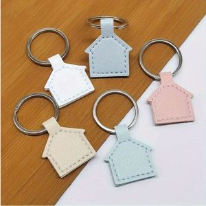 House Shape Pu Leather Keychain Minimalist <b>Key</b> <b>Ring</b> Cute Charm for <b>Keys</b> Stylish Home <b>Bag</b> Pendant Housewarming Gift - Product Image 1