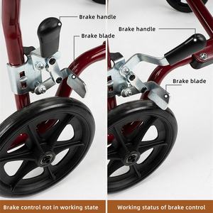 Silla de ruedas ligera MSMT, marco rojo, ajuste de altura negro, transporte Manual plegable para adultos, seguridad deportiva cómoda - Product Image 4