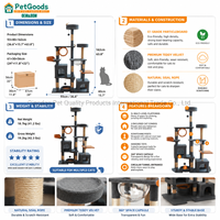 Torre para Gatos XL de Múltiples Niveles, con Plataforma Superior Grande, Cápsula Espacial, Postes de Sisal para Rascar, Certificación CE EN71