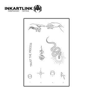 Autocollant de <span class=keywords><strong>tatouage</strong></span> temporaire personnalisé pour doigt, motif <span class=keywords><strong>serpent</strong></span>, rose, lune, minimaliste, à base de plantes, semi-permanent 15 jours, art corporel, vente en gros - Product Image 3