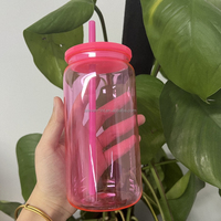 Gobelet réutilisable en acrylique sans BPA de 16 oz à paroi simple pour sodas et bières, avec couvercle et paille, idéal pour les films vinyle et les impressions UV DTF