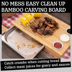 Nampan pengukir daging bambu besar, nampan baja nampan pengukir daging bambu besar 3 Dip pot 48cm - Product Image 3