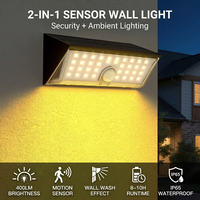 38 lampes solaires LED avec détecteur de mouvement PIR, étanches, sans fil, alimentées par énergie solaire, pour extérieur, jardin, rue, mur