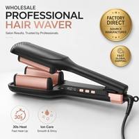 Plancha de Pelo Eléctrica PTC Personalizada OEM&ODM, Rizador de Pelo de 3 Barriles, Cerámica Iónica, Profesional, con Pantalla LCD Digital, para Todo Tipo de Cabello