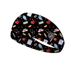 Bandeaux avec bouton pour masque, bandeaux larges pour infirmières, antidérapants, élastiques, protection des oreilles, uniforme médical, bandeaux de sport pour médecins - Product Image 5