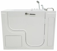 Baignoire autoportante en acrylique avec douche d'angle, fonction de trempage, porte à ouverture extérieure, 16 jets, design moderne, pour salle de bain