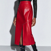 Hot Custom Make Sexy Enge Lange Rosa Frauen Echt leder rock Mit Schlitz