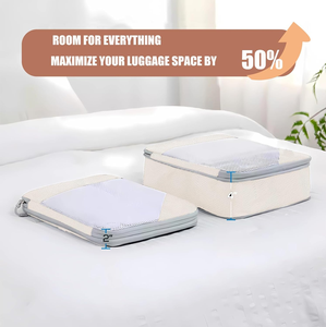 <span class=keywords><strong>Set</strong></span> di 5 Cubi e Borse per Compressione e Organizzazione con Chiusura a Zip, Maniglia Laterale e Rete, Organizzatori per Valigie da Viaggio per Risparmiare Spazio sui Vestiti - Product Image 2