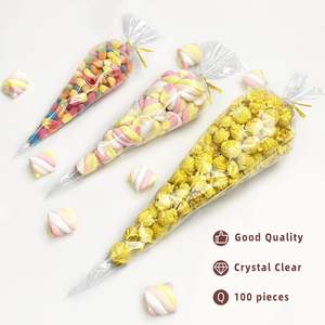 Disposable Treat Clear Cello <b>Sweet</b> <b>Bags</b> Piping Food Candy Packaging Triangle <b>Cone</b> <b>Bags</b> Transparent Custom Plastic 13*25cm Free - Product Image 3