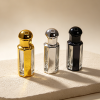 Flacon d'Attar en Verre Octogonal 3ml 6ml 12ml Or Argent Noir Vide pour Parfum, Logo Personnalisé, Vente en Gros Fabricant