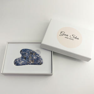 Gua sha de aventurina azul con caja, guasha de cuarzo rosa en forma de corazón, herramienta de masaje de jade con caja para raspado. - Product Image 3