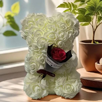 Kotak Hadiah Buket Beruang Teddy Mawar Mini 25cm yang Cantik, Bunga Mawar Abadi untuk Pernikahan, Pesta, Hadiah, Bunga Mawar Abadi