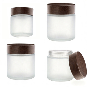 Environmental 5/15/30/50/100ml Empty Eye <strong>Cream</strong> Glass Container Refillable Frosted Glass Cosmetic Jars With Bamboo Lid - Product Image 6