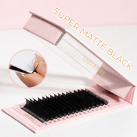 Plateaux d'extensions de cils en volume Cachemire noir mat, courbures C CC D L M, 5-25mm, 0.03 0.05 0.07, avec logo personnalisé, vente en gros