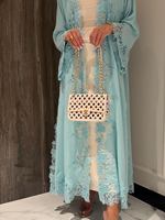 Abaya ouverte Mexizo personnalisée en dentelle délicate, style cardigan, pour femmes musulmanes, mode islamique modeste de Dubaï, vêtement d'extérieur