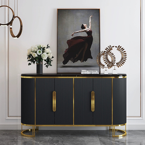 High End Storage White <strong>Buffet</strong> Cabinet Restaurant Golden Leg and Sintered Stone Top <strong>Buffet</strong> <strong>Table</strong> for Living Room Entryway Hallway - Product Image 2