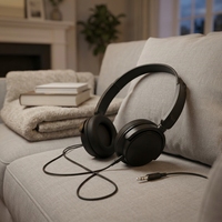 Headphone J&Y Basic Over-Ear dengan Mikrofon Kontrol Tombol Berkabel-Garansi 12 Bulan untuk Olahraga, Perjalanan, dan Penggunaan Mobile-Driver Dinamis