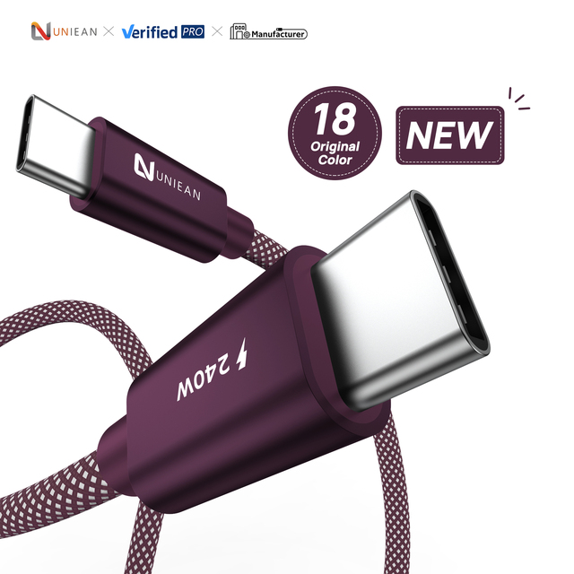 UNIEAN 100W USB C Cable PD3.0 Fast Charging 5A Type C to Type C Cable With E-Marker Silicone Braided for Laptop Tablet Phone
