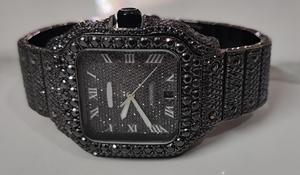 Montre en acier inoxydable avec moissanite tendance, ornée de pierres étincelantes, style quartz classique, intemporelle et élégante - Product Image 4