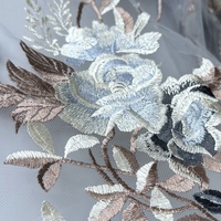 Fleur Design Gracieux Classique Élégant Haute Qualité Prix Remise Tulle Broderie Tissu pour Nuptiale Soirée Robe De Mariée Voile