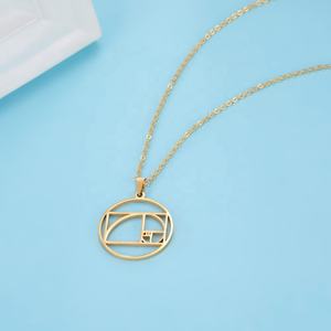 <span class=keywords><strong>Fibonacci</strong></span> espiral círculo triángulo proporción dorada geometría colgante collar mujeres gargantilla collar joyería de acero inoxidable - Product Image 5