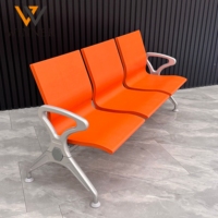 Chaise d'attente de réception, banc triple, 3 places, mousse PU, noir, rouge, bleu, siège médical pour hôpital, chaise d'attente