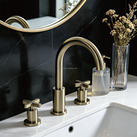 Robinetterie de salle de bain : Robinet de lavabo 3 trous en laiton, double poignée, contrôle indépendant eau chaude et froide, Robinet de cuisine en laiton
