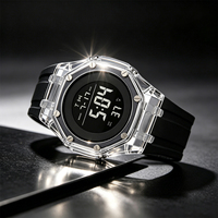 GA2100 Jam Tangan Olahraga Luar Ruangan Jam Tangan Digital Tampilan LED Warna Sederhana Pria Jam Tangan Elektronik Tali Silikon