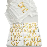 Newborn Baby Bodysuit with Gold Printing, 100% Cotton