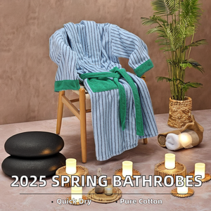 Peignoir thermique col en v à séchage rapide Colorblock tissé motif à carreaux 2025 coton un nouvel arrivage de printemps 100% - Product Image 2