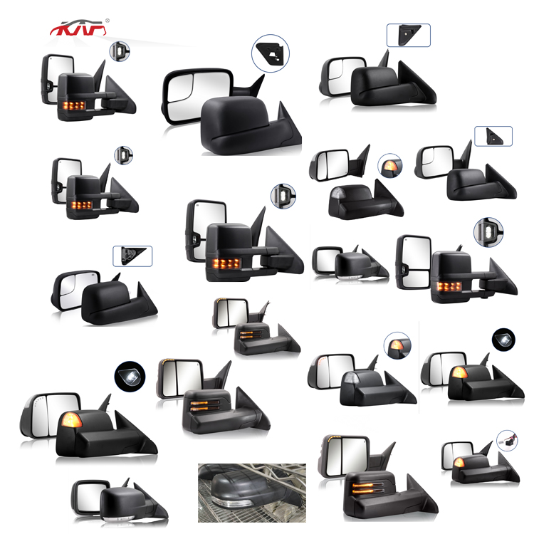 Пользовательские черные текстуры с электроподогревом регулируемые наружные автомобильные зеркала заднего вида буксировочные зеркала для Dodge Ram 1994-2022