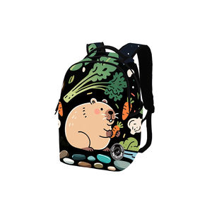 Mochila Escolar de Moda OEM/ODM - 18L, Fábrica de Quanzhou, Adorable Diseño de Capibara Comiendo Zanahorias, Múltiples Bolsillos, Ajustable - Product Image 3