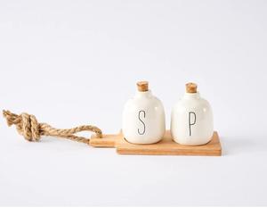 <strong>Bistro</strong> Basic Ceramic Shaker Board <strong>Salt</strong> <strong>and</strong> <strong>Pepper</strong> Set, One Size, White - Product Image 1