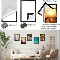 Cadre photo mural magnétique moderne, auto-adhésif, portable, en plastique, pour photos et documents