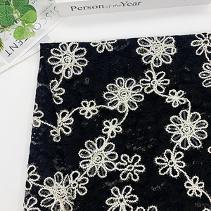 Tulle Francese di Lusso Marrone con Ricamo Floreale in Paillettes <span class=keywords><strong>e</strong></span> Cordoncino Chenille per Abiti da Sera - Product Image 3