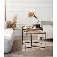 Neue Wohnzimmer möbel Vintage antike rustikale Kunst Holz Home Side Couch tisch mit Metall beinen
