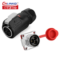 Connecteur Push-Pull 3 Broches CNLINKO LP24 Étanche IP68 25A Contact Or Prise d'Alimentation Circulaire Mâle-Femelle pour Équipement Industriel