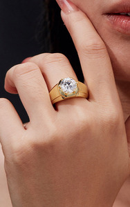 Matte Wide Band <b>Men</b> 925 Sterling Silver Moissanite <b>Ring</b> Classic Four Prong Business Wedding Engagement Jewelry <b>For</b> Gentlemen - Product Image 5