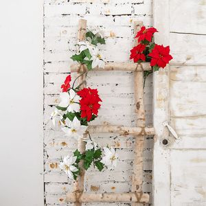 Poinsettia 2024 3 teste di fiori artificiali luminosi rosso flanella <span class=keywords><strong>oro</strong></span> polvere nucleo natale mazzo di Natale di Poinsettia - Product Image 4