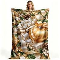Couverture en flanelle polaire rose et argentée à motif de Noël, jeté de luxe pour les fêtes, impression personnalisée, vente en gros OEM ODM