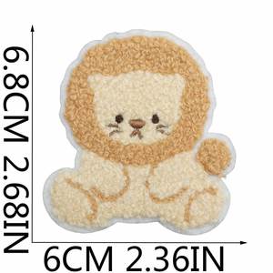Parche Termoadhesivo de Poliéster Bordado con Diseño de Oso de Pelo Rizado, Pequeño Panda y Flor, para Decoración de Bolsos y Sombreros, Diseño de León, Envío en 7 Días - Product Image 3