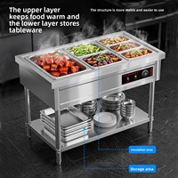 Table de cantine rapide commerciale isotherme en acier inoxydable avec chauffage électrique, conception double couche, couleur argent, pour utilisation en voiture
