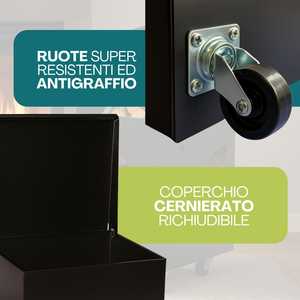 Carro de acero pintado de negro con tapa para leños y pellets de chimenea, 504055 cm - Product Image 4