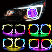 Nouveaux feux de position LED en forme de X Halo Angel Eyes RGBW avec effet de poursuite de couleur, contrôlés par application BT universelle KIMH
