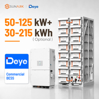 Convertisseur hybride triphasé Deye 50kW 80kW 100kW 125kW avec batterie au lithium de 30kWh 100kWh 215kWh pour stockage d'énergie industriel